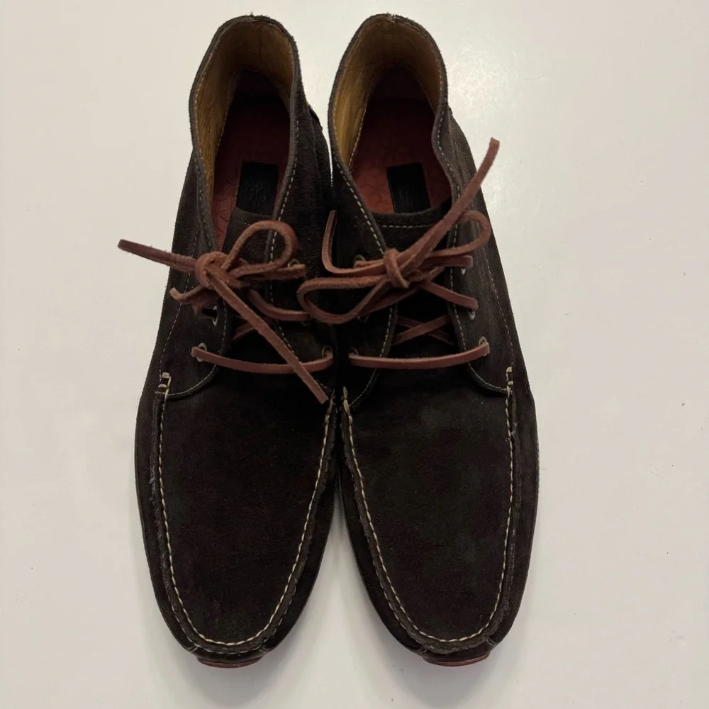 Cole Haan Chukka Moccasin Driver Sole Boots Brown Suede 13 Lace Up Shoes